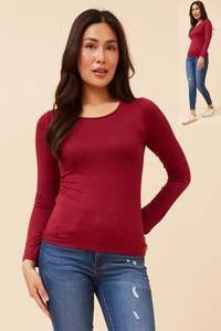 Italian Made Tops: Caroline Morgan Viscose Stretch Top ~ Burgundy