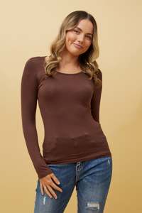 Caroline Morgan Viscose Stretch Top ~ Chocolate