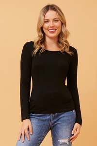 Caroline Morgan Viscose Stretch Top ~ Black