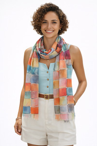 Gorgeous Scarves: Rainbow Tiles Cotton/Modal Designer Scarf