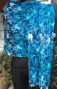 Gorgeous Scarves: Turquoise Floral Cotton/Modal Designer Scarf