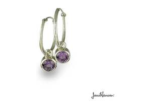 Custom Classic Designs: Sterling Silver Iolite Hoop Earrings