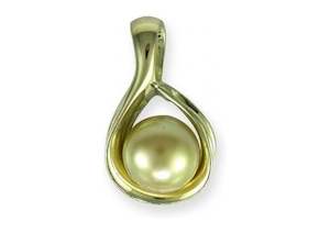 Custom Classic Designs: Golden Pearl Pendant, Yellow Gold