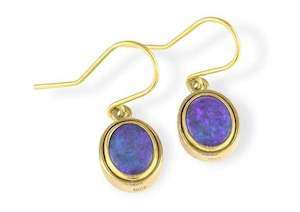 Custom Classic Designs: Opal Hook Earrings, Yellow Gold