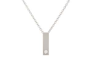 Love Stories: Rectangle Love Stories Diamond Pendant, White Gold & Platinum