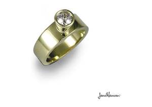 Chimney: Moissanite Ring, Yellow Gold