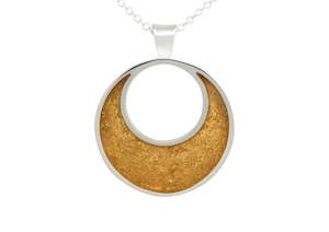 Resin: 24ct Gold Leaf Crescent Moon Pendant, Sterling Silver