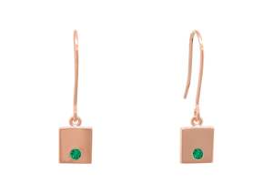 Square Love Stories Precious Gemstone Earrings, Red Gold