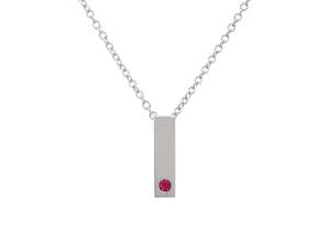 Rectangle Love Stories Precious Gemstone Pendant, Sterling Silver