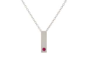Rectangle Love Stories Precious Gemstone Pendant, White Gold & Platinum