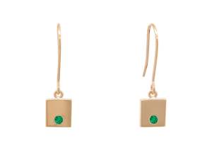 Square Love Stories Precious Gemstone Earrings, Yellow Gold