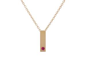 Rectangle Love Stories Precious Gemstone Pendant, Yellow Gold