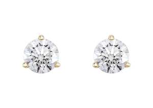 Daughters And Grand Daughters: Three Prong Diamond Studs, Yellow Gold