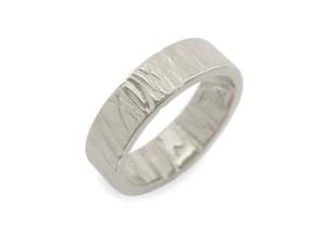 Rings: Textured Flat Band, White Gold & Platinum