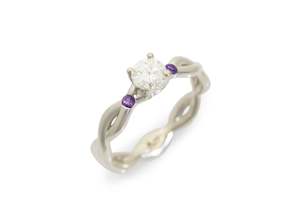 Plaited Three-Stone Diamond Ring, White Gold