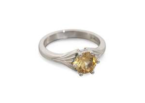 Fluted Six-Prong Gemstone Ring, Platinum