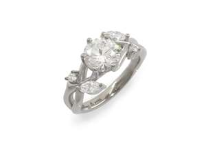 5 Stone Elvish Engagement Ring, Platinum