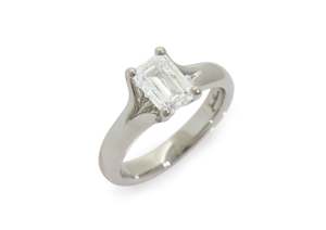 Custom Designs Bridal: Emerald-cut Diamond Ring, Platinum