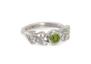 Coloured Gemstone Elvish Vine Ring, White Gold & Platinum