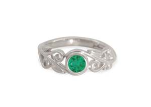 Precious Gemstone Elvish Vine Ring, White Gold & Platinum
