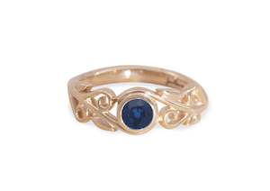 Precious Gemstone Elvish Vine Ring, Red Gold
