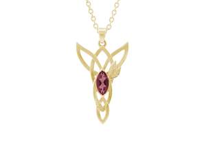 Marquise Gemstone Elvish Woodland Pendant, Yellow Gold