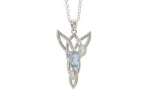 Marquise Gemstone Elvish Woodland Pendant, Sterling Silver
