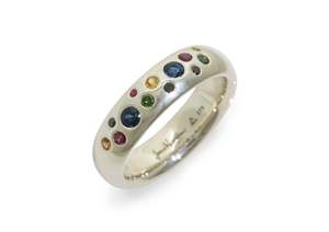 Custom Designs Bridal: Scattered Rainbow Replica Ring, White Gold