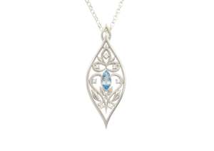 Intricate Marquise Vine Pendant, Sterling Silver