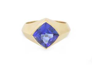 Latest Designs: J3052 Violet Tanzanite Ring, Yellow Gold
