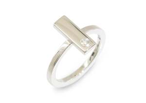 Love Stories: Rectangle Love Stories Stacker Ring, Sterling Silver
