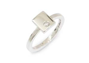 Love Stories: Square Love Stories Stacker Ring, Sterling Silver