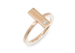 Rectangle Love Stories Stacker Ring, Red Gold