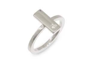 Rectangle Love Stories Stacker Ring, White Gold & Platinum