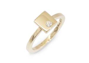 Square Love Stories Stacker Ring, Yellow Gold