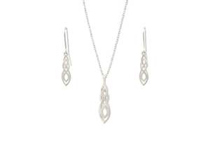 Elvish Woodland Earring & Pendant Set, Sterling Silver