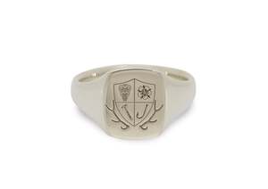 Modern Family Crest Signet Ring, White Gold