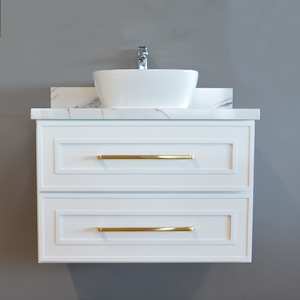 Products: White Eden Shaker/White Shaker Wall Hung Vanity 900mm - Solid Wood - Jerry Kitchen & Bath