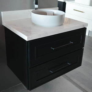 Products: Black Wall Hung Vanity 600mm - Solid Wood - Jerry Kitchen & Bath