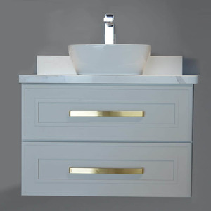 Products: Light Grey Wall Hung Vanity 800mm - Solid Wood (NEW) - Jerry Kitchen & Bath