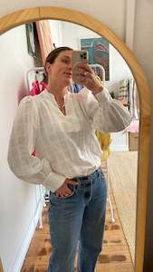 Blouses: Sunday Kind Of Love Blouse - White Check