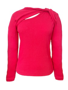 Blouses: Knot So Fast Rib Knit Top - Raspberry