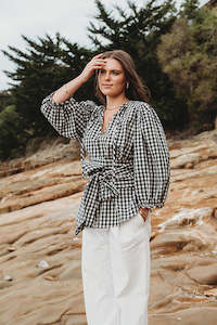 Blouses: At Long Last Blouse - Black Gingham