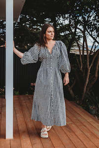At Long Last Dress - Black Gingham