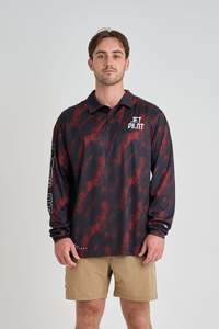Venture Series: Jetpilot Venture Long Sleeve Fishing Polo - Red
