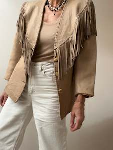 Leather Jackets: Tan Tassel Laced Leather Jacket