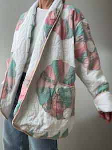 Upcycled Quilt Jacket Pink Flower