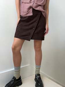 Suede: One Step Chocolate Suede Leather Skirt