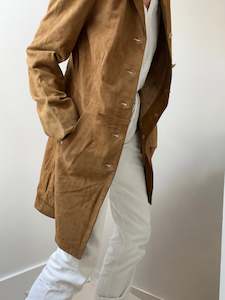 Tan Suede Jacket Woven Buttons