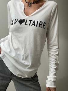 Zadig & Voltaire Z&V V Neck Tee White Longsleeve